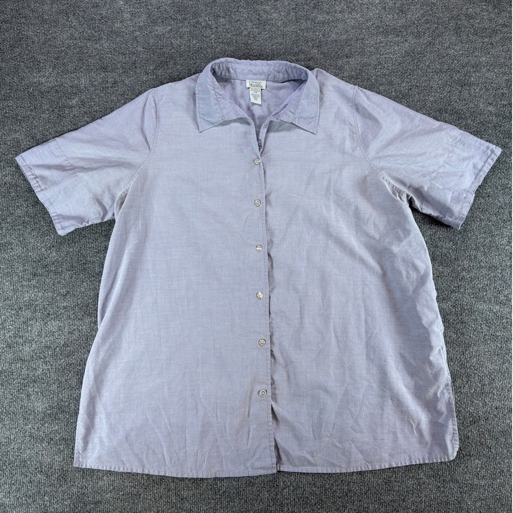 Vintage Only Necessities Womens‎ 22W Purple Short Sleeve Button Up Shirt Cotton